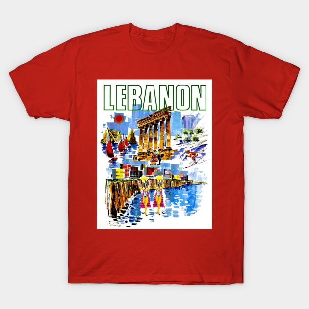 Lebanon Vintage Travel and Tourism Advertising Print T-Shirt by posterbobs